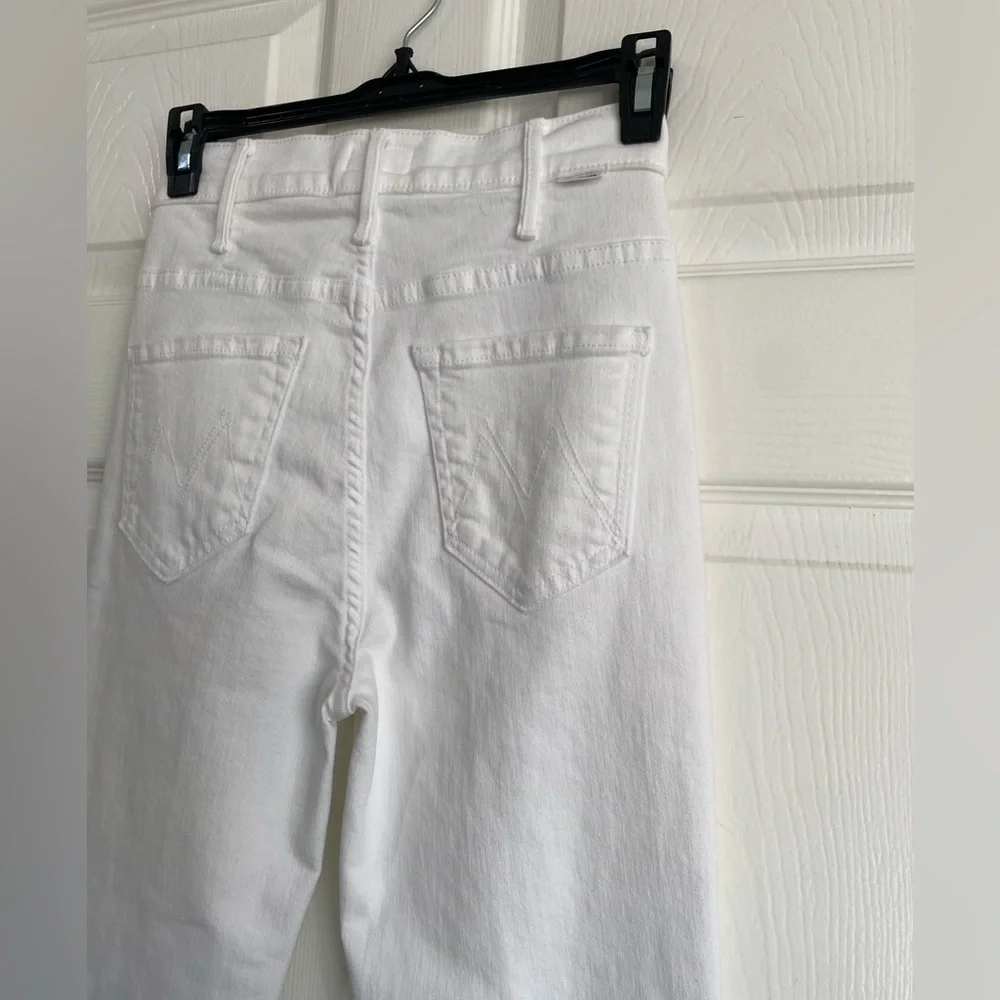 MOTHER The Hustler Ankle Fray In Fairest Of Them All White High Rise Jeans 24 - Picture 9 of 15
